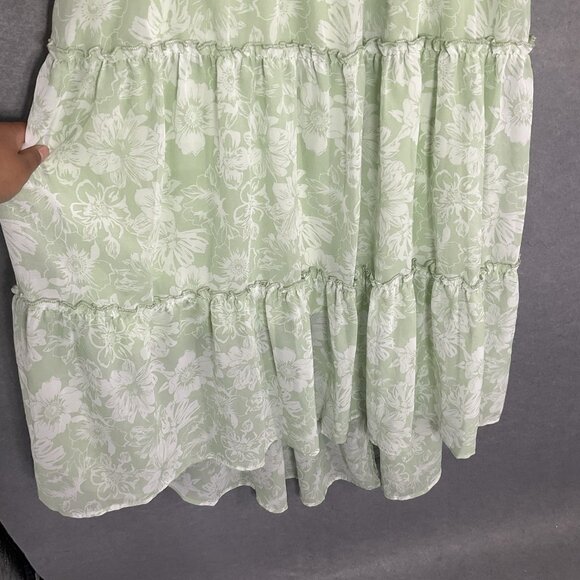 No Boundaries Dress Women 2XL Floral Mint Green Tiered Lined Flowy Fairy - Picture 4 of 15